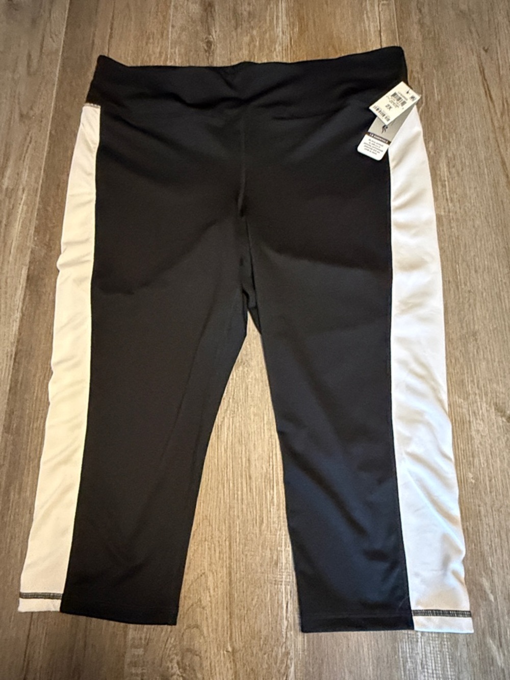 ideology Black Capri Leggings with White Side Panels